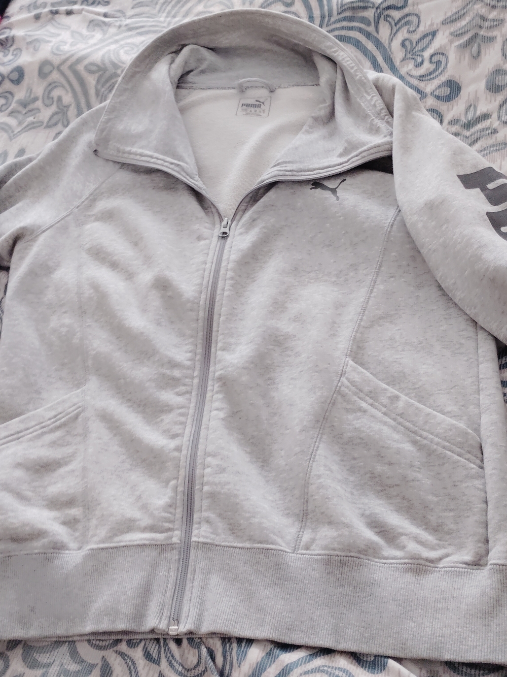 Puma Light Gray Zip-Up Sweatshirt